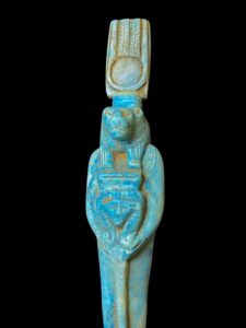 Egyptian Goddess Sekhmet Protecting Hathor Statue - Image 1