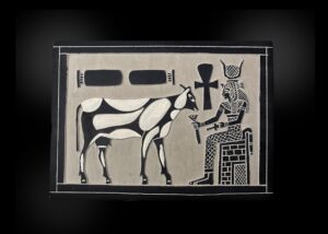 Hathor Goddess Basalt Wall Relief: Egyptian Key of Life Replica - Image 1