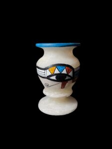 Alabaster Vase for Eye of Horus / Eye of RA with the winges of Goddess Isis made in Egypt for Home decor, Egyptian Home Decor Vases - Image 1