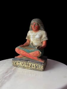 Egyptian Scribe Statue: Handmade Seated Ancient Figure - Image 1