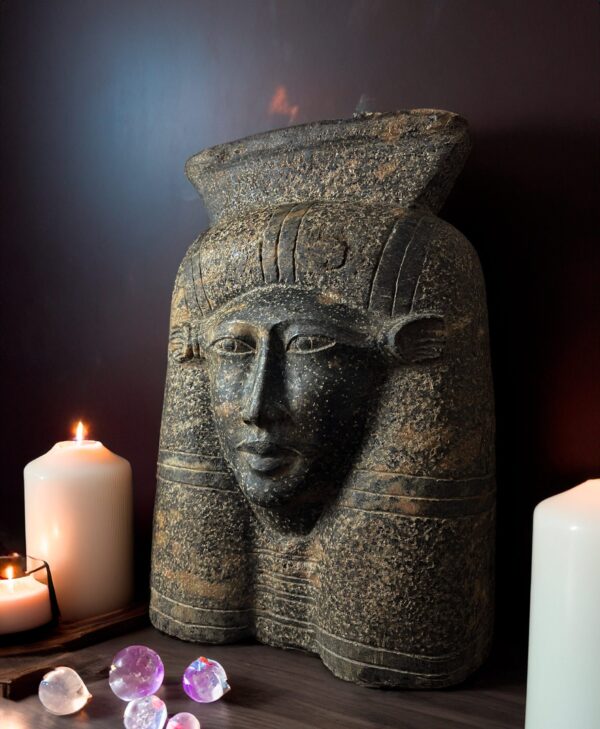 Handmade Granite Goddess Hathor Sculpture: Egyptian Statuette