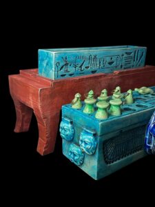 Egyptian Senet Board Game: God Bes, Winged Isis, Scarab Beetle - Image 1