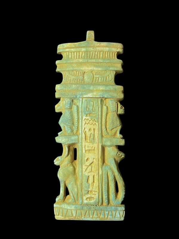 Goddess Bastet Amulet: Egyptian Baboon, Cobra, Osiris Djed Pillar
