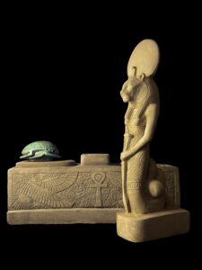 Egyptian Goddess Sekhmet Statue: Cobra, Scarab, Ankh - Image 1