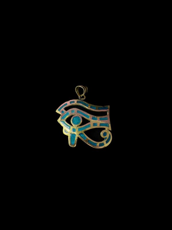 Brass Eye of Horus Pendant: Ancient Egyptian Amulet Necklace