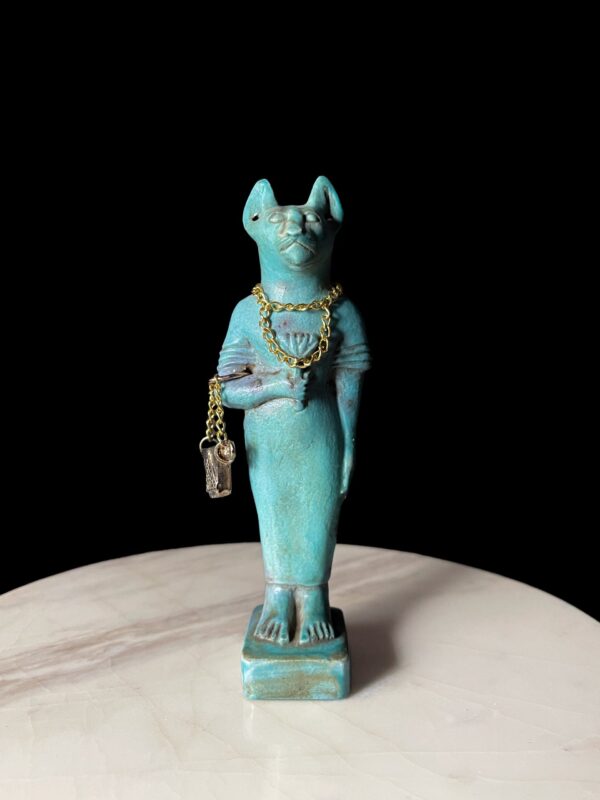 Porcelain Bastet Cat Statue: Egyptian Goddess Decor