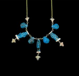 Egyptian God Pectoral Necklace: Sobek, Bes, Taweret, Lotus Flower - Image 1