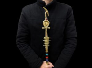 God Osiris Was Sceptre: Ebony, Brass & 24k Gold Plated Staff - Image 1