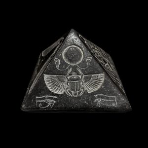 Egyptian Basalt Pyramid: Scarab, Isis, Anubis, Eye of Horus - Image 1