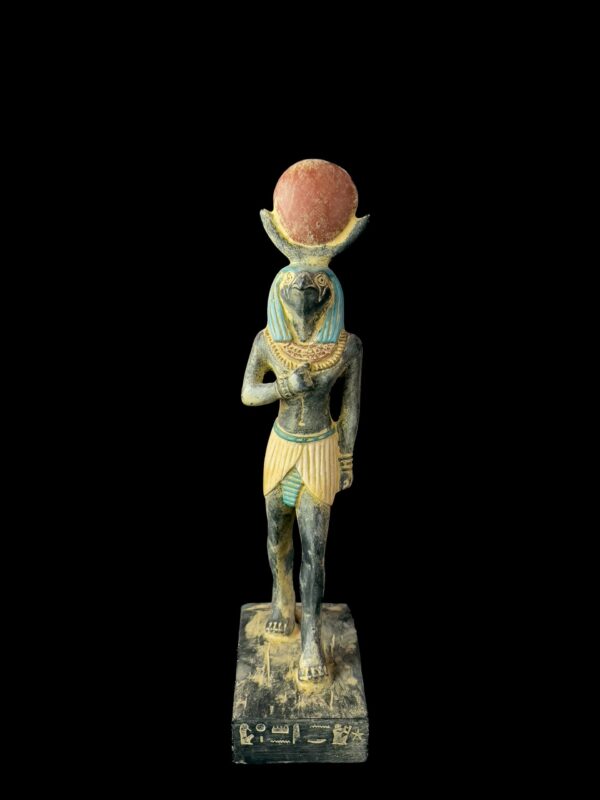 Rare Falcon Egyptian God RA statue, God of the sun, God Ra God of the Sky. God Ra with Sun disk.