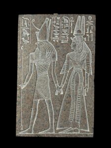 Egyptian Wall Relief: Horus and Cleopatra, Ancient Art Decor - Image 1