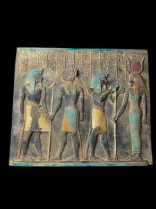 Unique ancient Egyptian Wall relief of Anubis and Hathor and Ramses II - Image 1