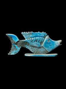 Handcarved Flamestone Fish: Egyptian Symbol, Vintage Decor - Image 1