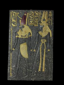 Egyptian Wall Relief: God Horus & Queen Cleopatra, Ancient Art - Image 1