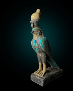 Basalt Egyptian God Horus Statue: Falcon God of the Sky - Image 1