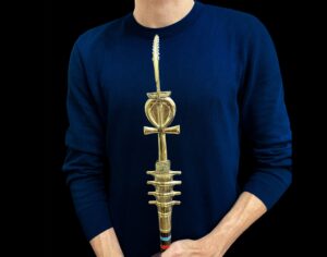 Ebony Was Sceptre: God Osiris Staff with Brass & 24k Gold - Image 1