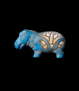 Mini Porcelain Hippopotamus Statue: Egyptian Museum Replica - Image 1