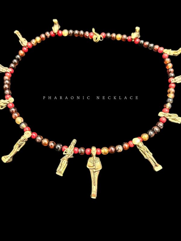 Handcrafted Rose & Black Granite Egyptian God Ptah Necklace