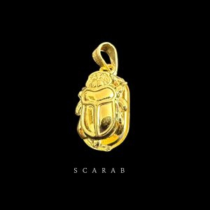 Sterling Silver Scarab Pendant: Gold Plated Egyptian Amulet - Image 1