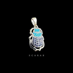Sterling Silver Scarab Beetle Pendant: Egyptian Amulet Necklace - Image 1