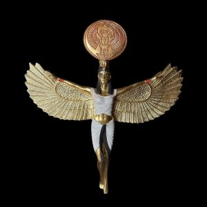 colorful Goddess Isis statue, unique Isis goddess Statue, Goddess Isis with winged Scarab - Image 1