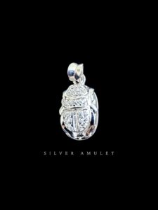 Sterling Silver Scarab Beetle Pendant: Egyptian Goddess Amulet - Image 1
