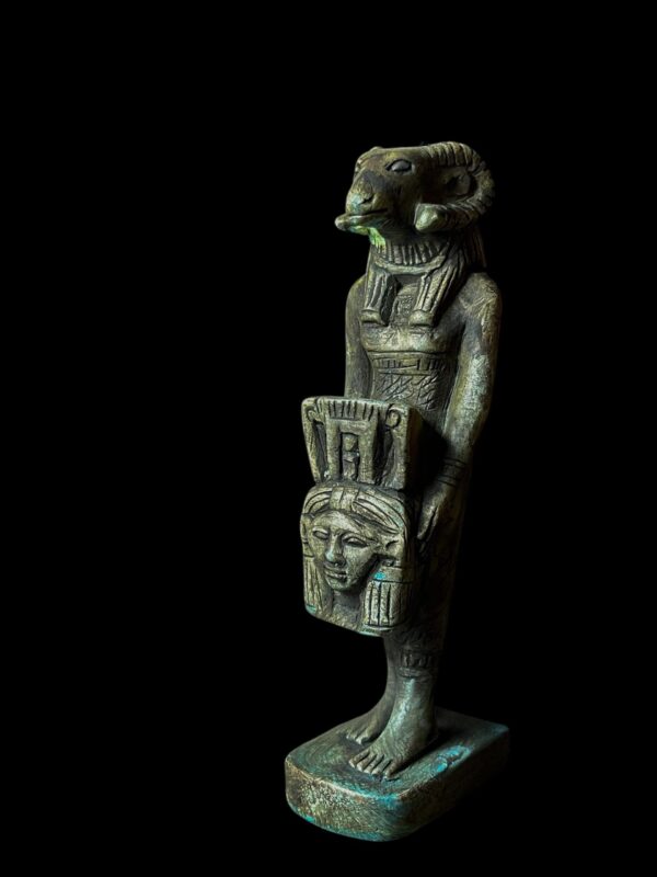 Manifest Handmade Goddess Hathor Statuette with God Khnum , Statue for the Egyptian Goddess Venus
