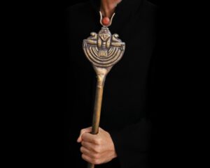 Ebony Was Sceptre: 24k Gold Plated Osiris Staff with Gemstones - Image 1