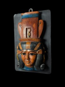 Wall decor Goddess Hathor Statuette, winged Scarab symbol for protection - Image 1