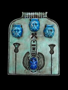 God Bes with Winged Scarab beetle and Lotus flower for protection and Good Luck - Image 1