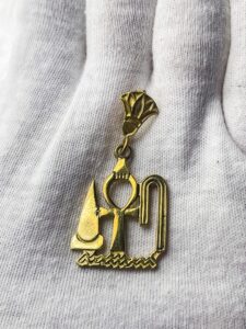 Egyptian Key of life Amulet with Lotus flower, Egyptian pendant made in Egypt. - Image 1