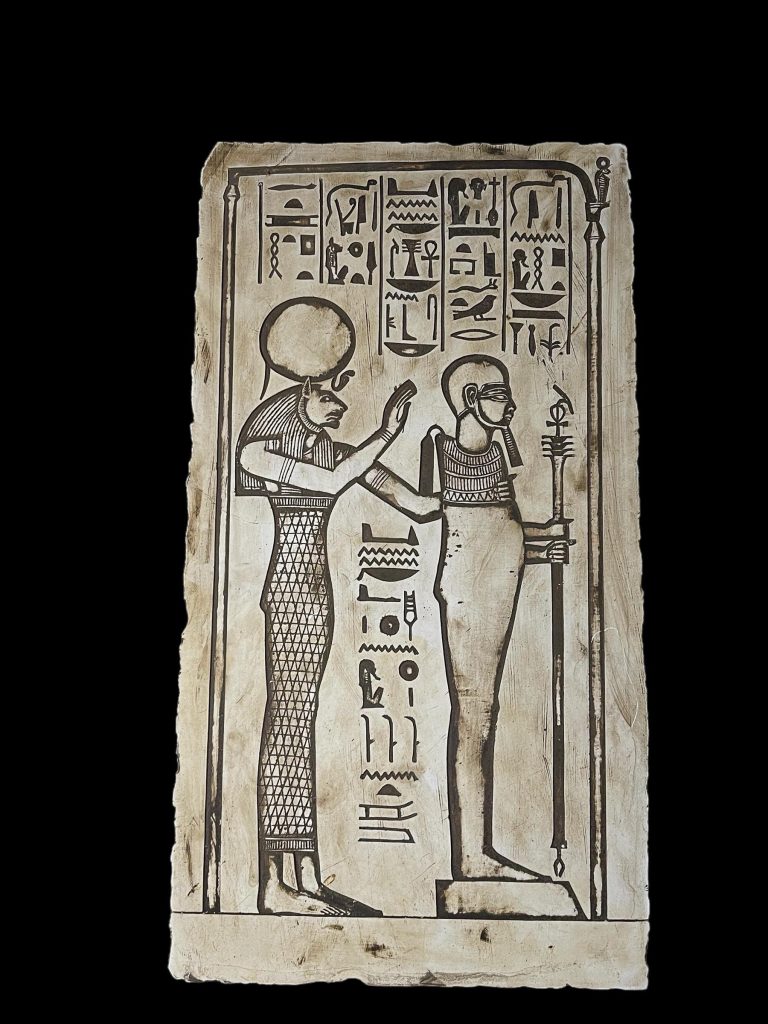 Lioness Goddess Tefnut carved made in Egypt with God Ptah