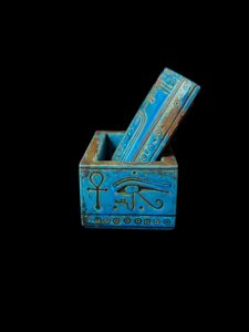 Egyptian Scarab Box: Ancient Inscription, Ankh Key Design - Image 2