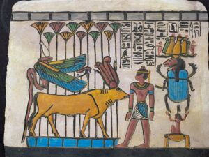 Egyptian Goddess Hathor Relief: Cobra Goddess & Khnum God - Image 2