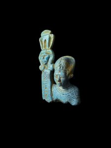 Goddess Hathor with King Tutankhamun Rare statue form for Ancient Egyptian Mythology - Image 2