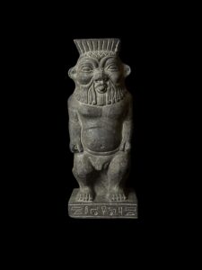 Hand Carved Basalt Stone God Bes Statue - Image 2