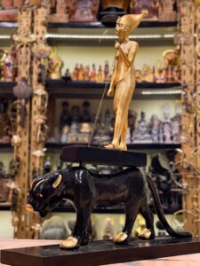 King Tutankhamun Statue on Leopard: Egyptian Museum Replica - Image 2