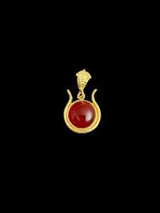 Goddess Hathor Amulet: 18k Gold-plated Carnelian Pendant - Image 2