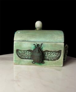 Goddess Hathor magical box with winged Beetle scarab for protection and good luck - Image 2