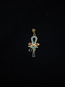 Brass Egyptian Ankh Cross Pendant: Eye of Horus Charm - Image 2
