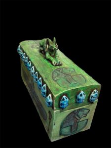 Egyptian God Anubis Coffin: Isis, Sekhmet & Scarab Beetle - Image 2