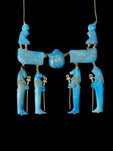 Porcelain Egyptian Pectoral: Winged Scarab & Horus Sons Replica - Image 2