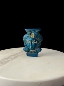 24k Gold Leaf Porcelain Goddess Hathor Statue: Museum Replica - Image 2