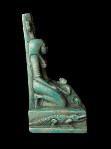 Egyptian Goddess with Leopard and God Sobek statue in a magical scene from Ancient Egypt - Image 2