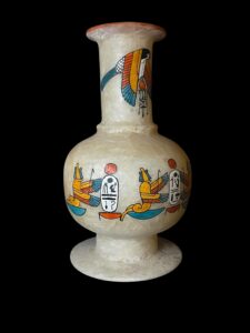 God Horus Alabaster Vase: Egyptian Decor with Cobra Goddess & Eye of Ra - Image 2
