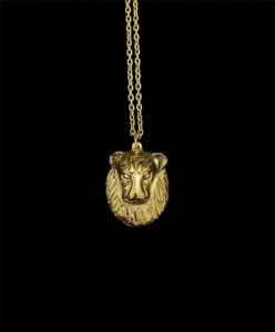 Goddess Sekhmet Pectoral Necklace: Hand-Carved 24k Gold Plated Brass - Image 2