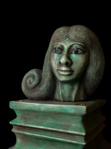 Handcarved Flamestone Egyptian Queen Statue: Ancient Afrocentric Decor - Image 2