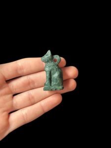 schist stone Bastet Cat Amulet, Egyptian Goddess Pendant - Image 2