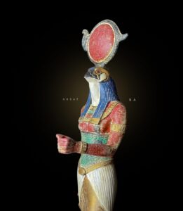 Rare Falcon Egyptian God Ra Statue with Sun Disk - Image 2