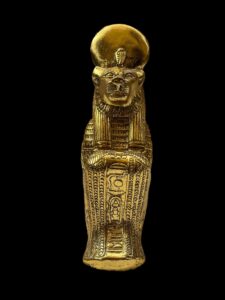Gold Leaf Sekhmet Statue: Egyptian Goddess Decor - Image 2